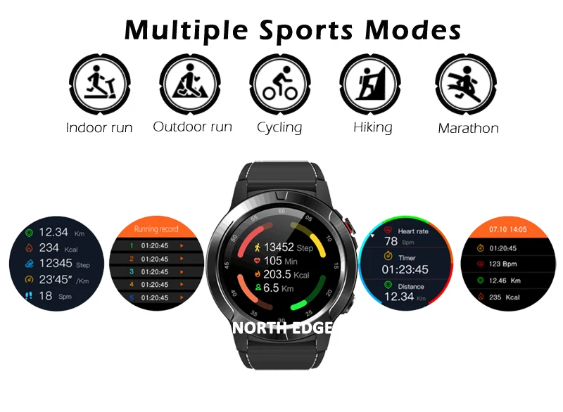 North Edge gps мужские Смарт-часы, шагомер, спортивные Смарт-часы, пульсометр, кровяное давление, Bluetooth, альтиметр, компас, часы