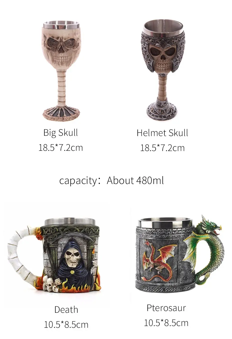 Omife Creative Skull Mug Game Of Thrones 3D Beer Cups Viking Anime Wine Tumbler Cartoon Coffee Cup Halloween Mugs Gift Drinkware