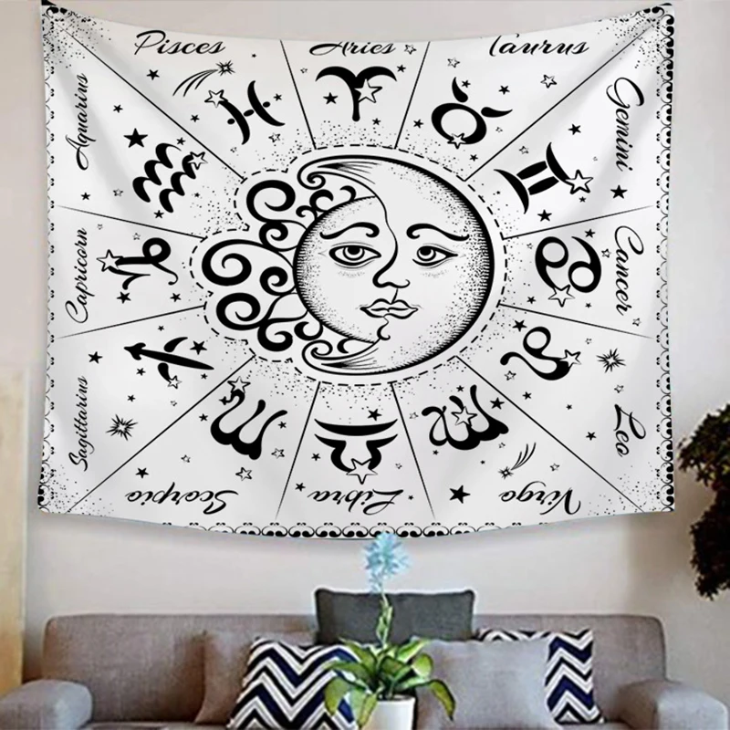 zodiac trippy tapestry bedroom tenture murale tapisserie home decor wall cloth | Дом и сад