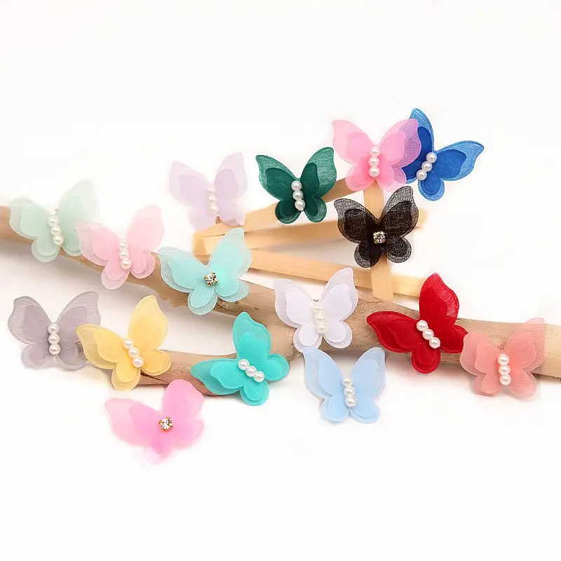 10 шт./лот патчи ремесло поставки цветок жемчуг стерео бабочка свадебное платье DIY