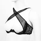 Женское Эротическое ночное белье, сексуальный прозрачный сетчатый укороченный топ с открытой чашкой, нижнее белье, бюстгальтер на косточках с перекрестными бретелями спереди, одежда для сна