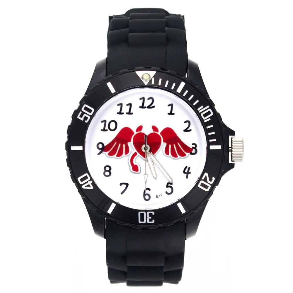 

Angel Wings Heart Shape Pattern Ladies Watches Fashion Jewelry Silicone Band Casual Sport Quartz Wrist Watch for Men Women