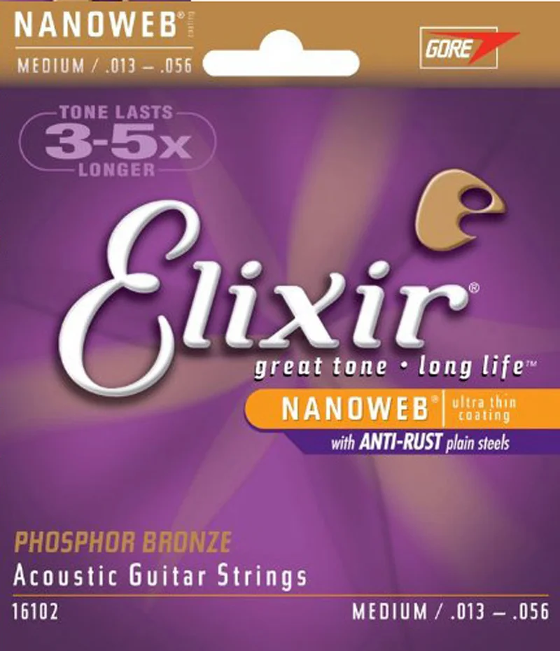 Elixir Polyweb Nanoweb пленочное покрытие Антикоррозийные Струны для акустической гитары, Струны для электрогитары