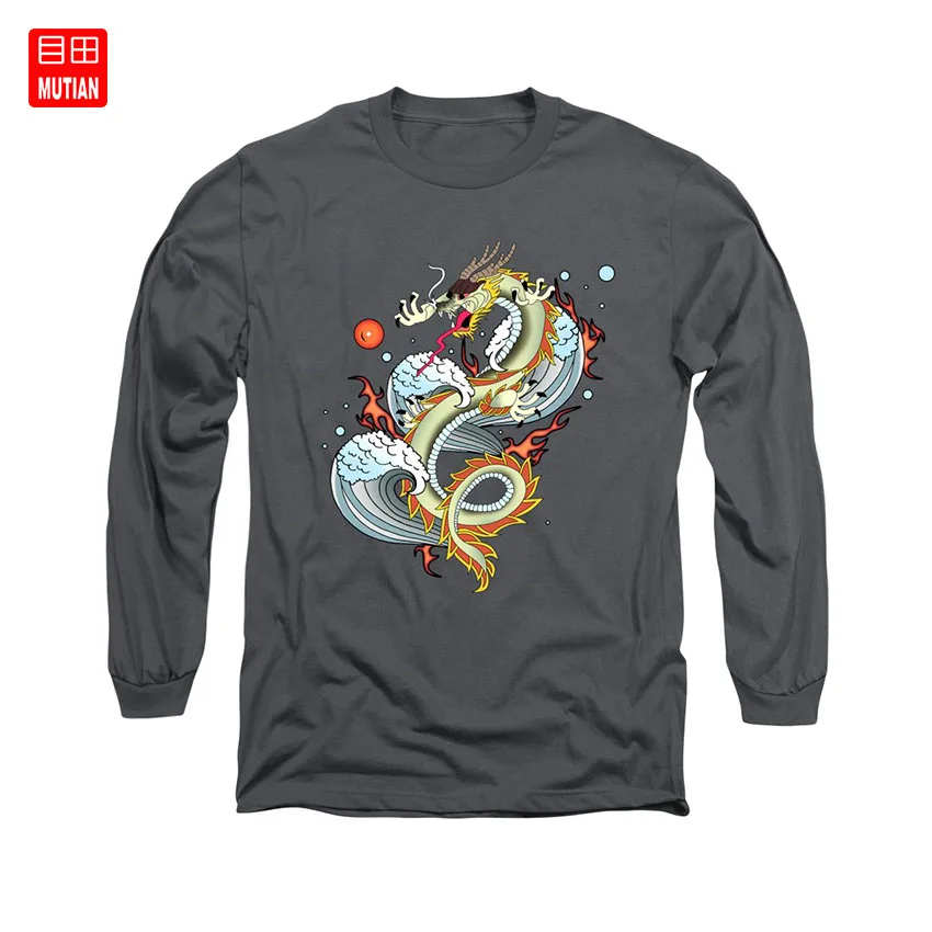 Дракон Винтажная футболка японская фантазия огонь горячий китайский Азиатский