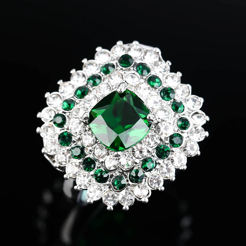 Роскошная женская обувь расшитая зелеными стразами Кольца для женщин украшения