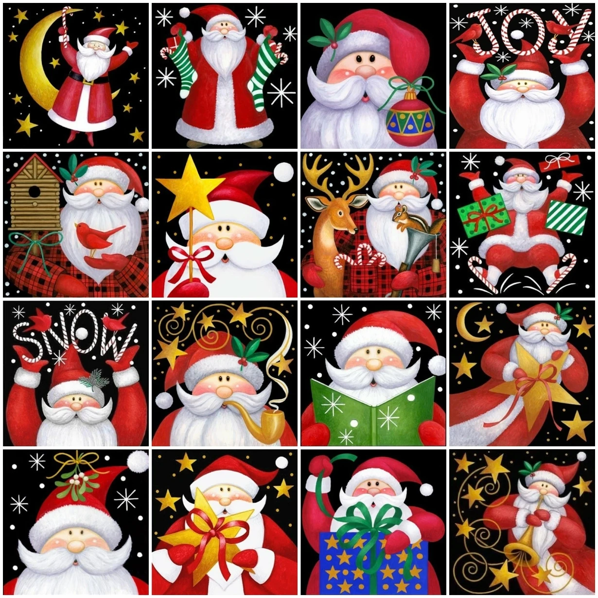 

AZQSD 5D Diamond Painting Santa Claus Cross Stitch Needlework Rhinestones Diamond Embroidery Christmas Cartoon Mosaic Home Decor