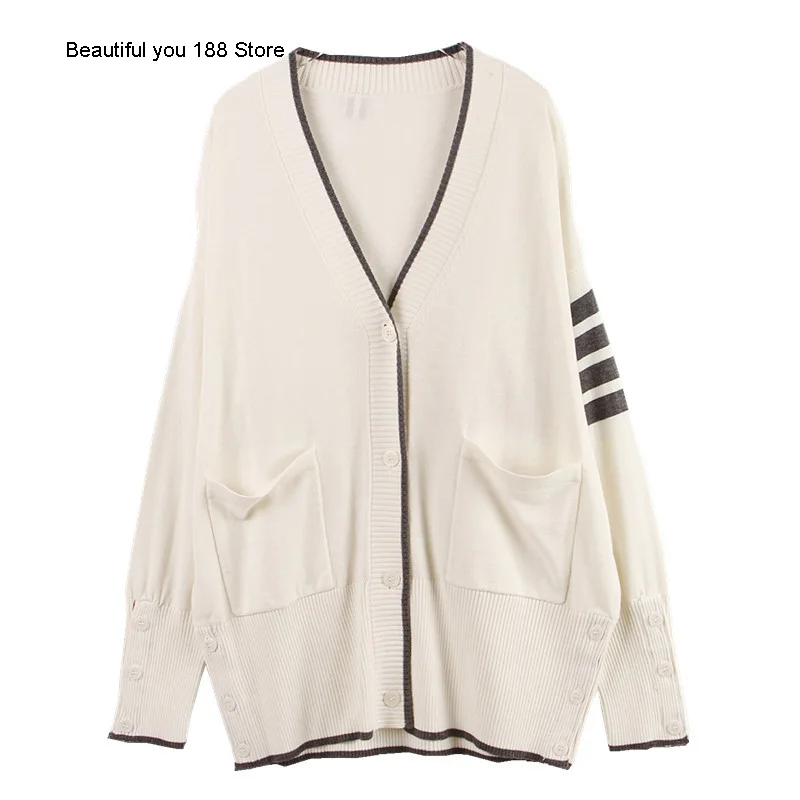 

Модный брендовый вязаный кардиган с V-образным вырезом, свитер для мужчин и женщин, Свободный Топ с длинным рукавом