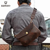 2022 retro crossbody bag for men crazy horse leather messenger bag brown single shoulder chest bag sling backpack