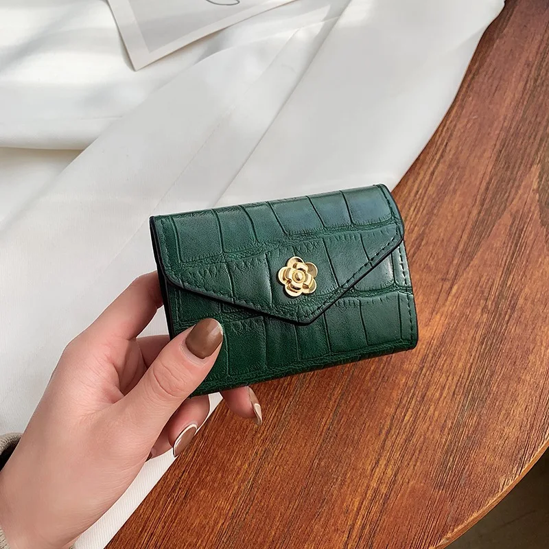 

Lovely Buckle Wallet For Girls Flower Coin Purse Female Hand Short Folding Coin Pouch Women Multilayer Type Credit Card Holder