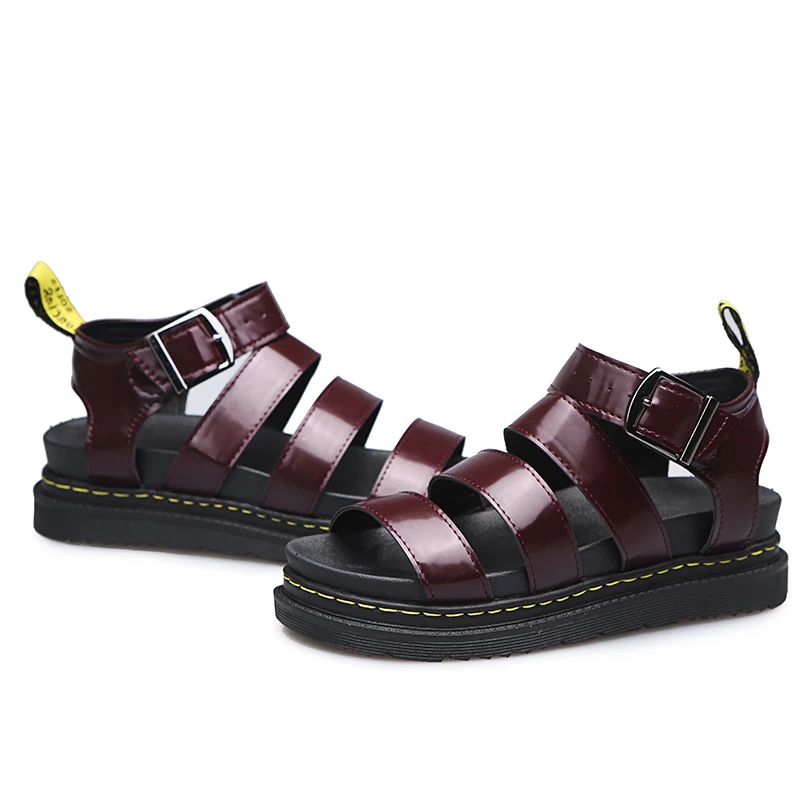 

2021 Summer New Shoes Womens Sandals Students Flat Platform Shoes Women Soft Patent Leather Gladiator Sandals Female Beach Shoes