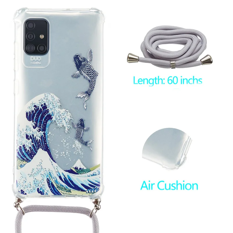 

Luxury Airbag Shockproof Phone Case Soft TPU Silicone Back Cover Cross-body Lanyard for Huawei P30 Lite P40 Lite P40 Pro 4G 5G