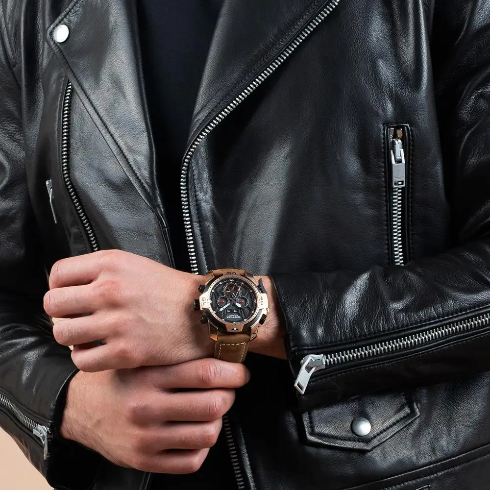 Часы наручные мужские с простым циферблатом и автоматическим ремешком из