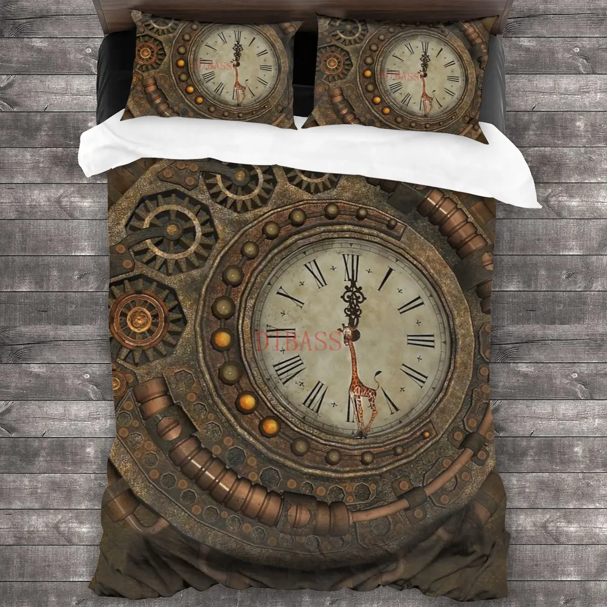 

Стимпанк, потрясающие часы, мягкая искусственная кожа с 2 наволочками, пододеяльник на молнии