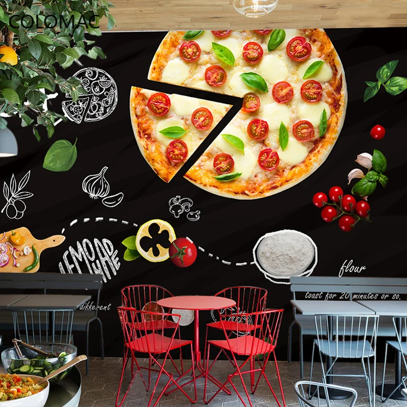 

Colomac Custom Gourmet Milk Tea Snack Bar Wallpaper 3D Hand-painted Blackboard Graffiti Burger Mural Cuisine Decor Dropshipping