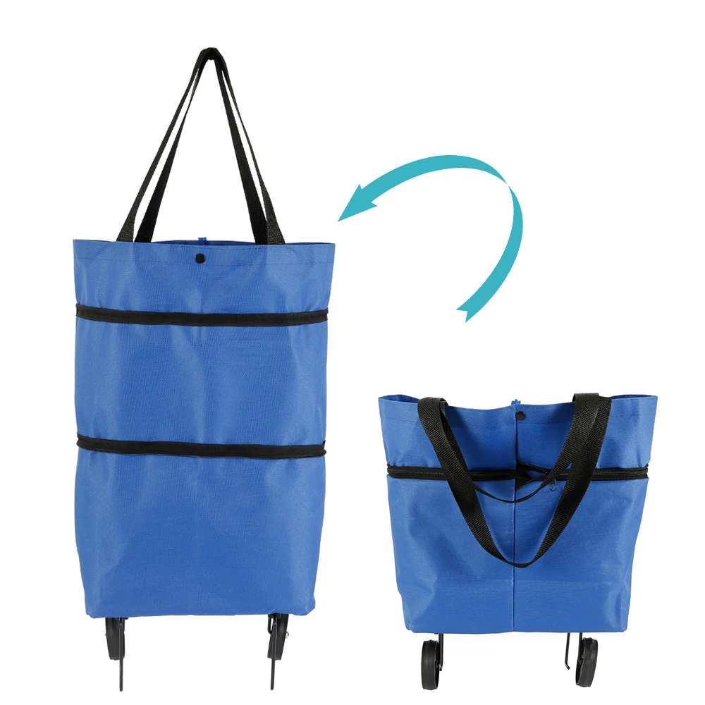 Складная многоразовая сумка для покупок из ткани Оксфорд Портативная на колесах