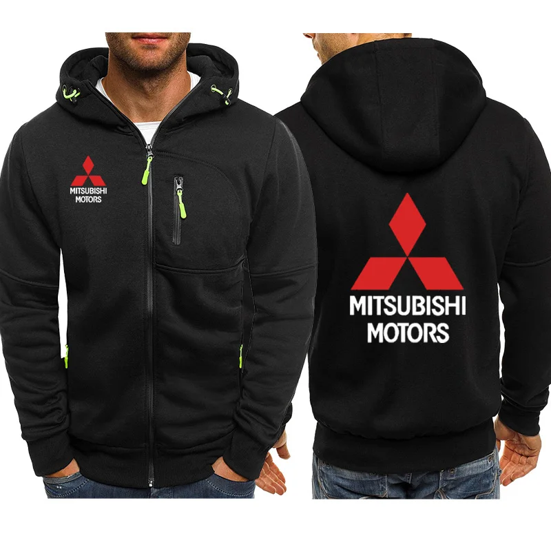 

2021 Hoodies Men Mitsubishi Car Logo Print Casual Hip Hop Harajuku Long Sleeve Hooded Sweatshirts Mens zipper Jacket Man Hoody K