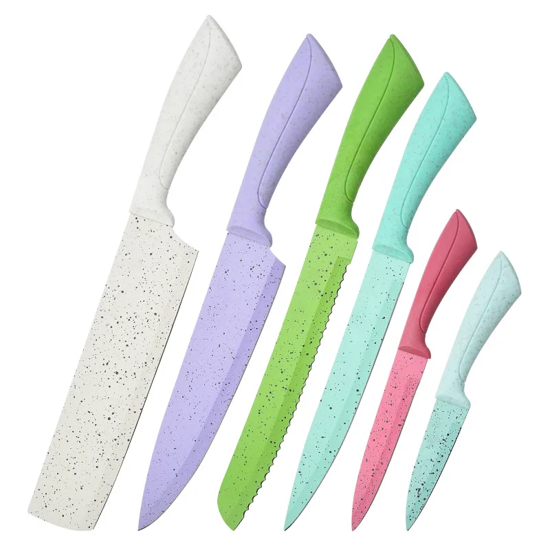 

Wheat Straw Knives 6-piece Kitchen Sharp Multi-function Kitchen Knife Chef's Knife Color Kitchen Knives Set