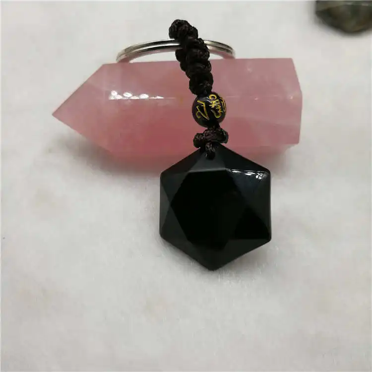 Прямая поставка натуральный энергетический камень черный обсидиан 6 звезд