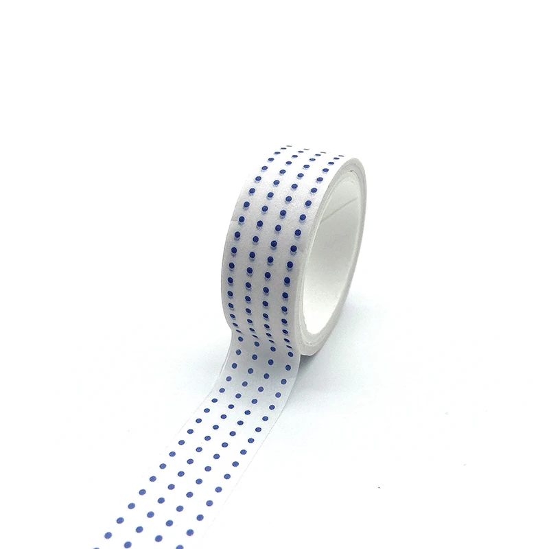 

10pcs/lot 15MM*5M Blue Dots White Washi Tape Japanese Paper DIY Planner Masking Tape Decorative Stationery washi tape