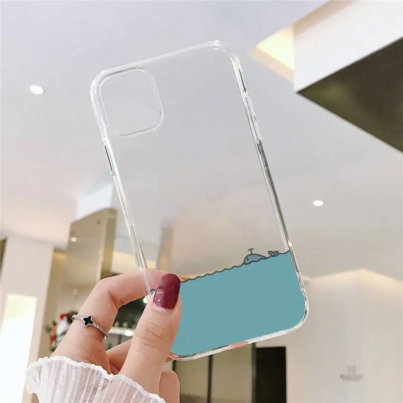 

Cartoon whale Phone Case Transparent soft For iphone 5 5s 5c se 6 6s 7 8 11 12 plus mini x xs xr pro max