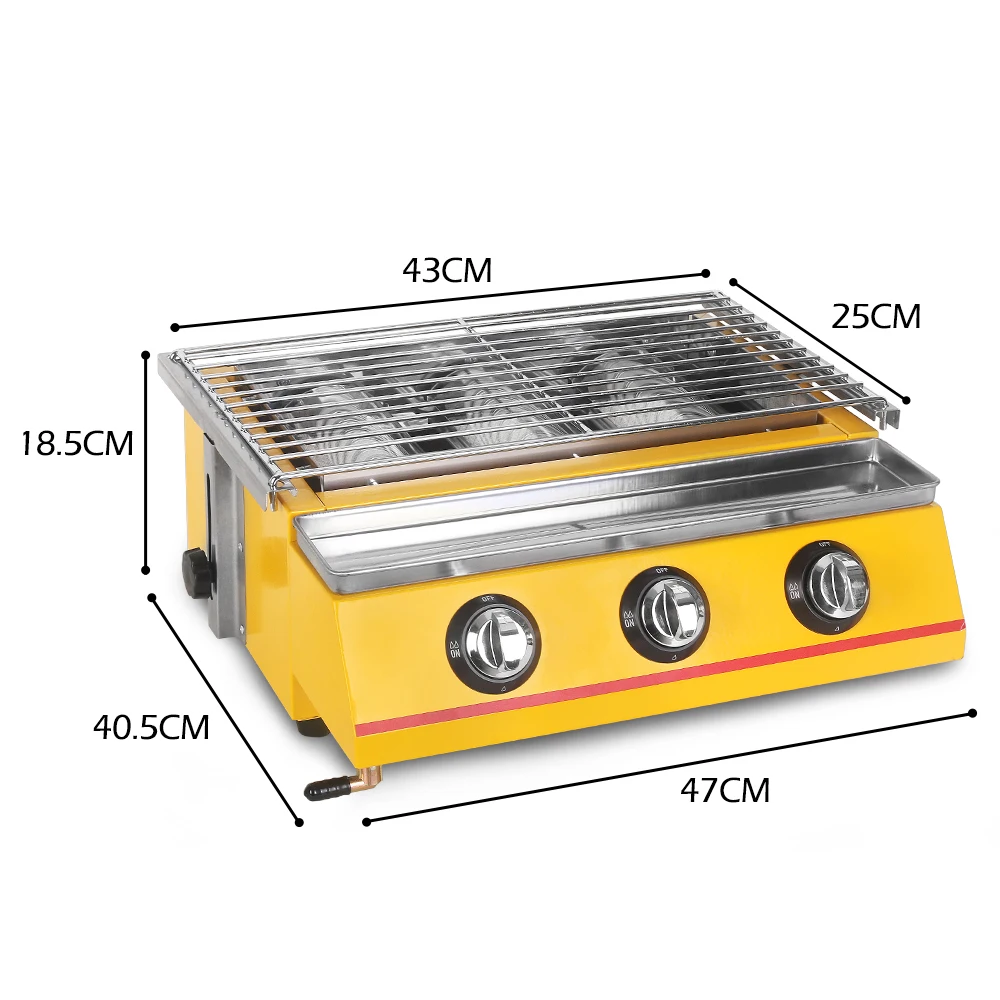 ITOP Yellow 3 Burners BBQ Grill Adjustable Height Gas LPG Griddle Barbecue Tools For Outdoor Kitchen Infrared Burner | Бытовая техника