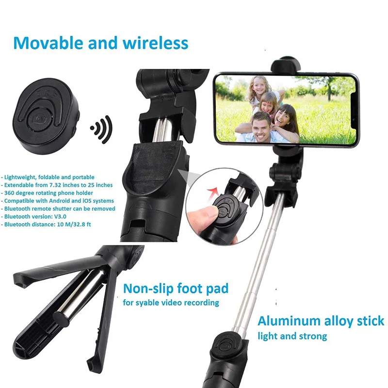 Селфи палка Roreta Складная с поддержкой Bluetooth и пультом дистанционного