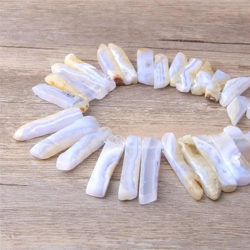 

Natural purple Lace agates stone beads pendant Tusk Top Drilled Stick Point agat Beads Pendants For jewelry making necklace gift