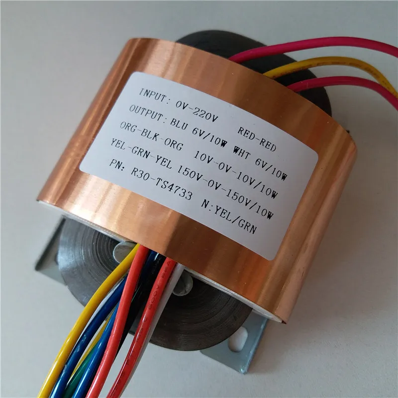 150V 0 0.03A 10V 0.5A 2*6V 1.67A R сердечник трансформатор 40VA R30 пользовательский 220V медь для