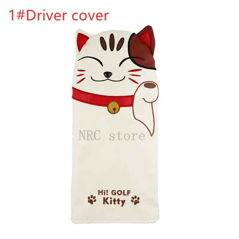Driver NRC Golf club чехлы на голову для головы водителя фарватера дерево гибридные Чехлы набор прекрасный гольф счастливый котенок мультфильм животных молоток клюшки - Цвет: Driver