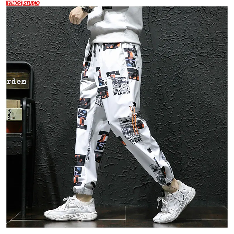 Мужские повседневные брюки с принтом облегающие мешковатые шаровары в стиле хип