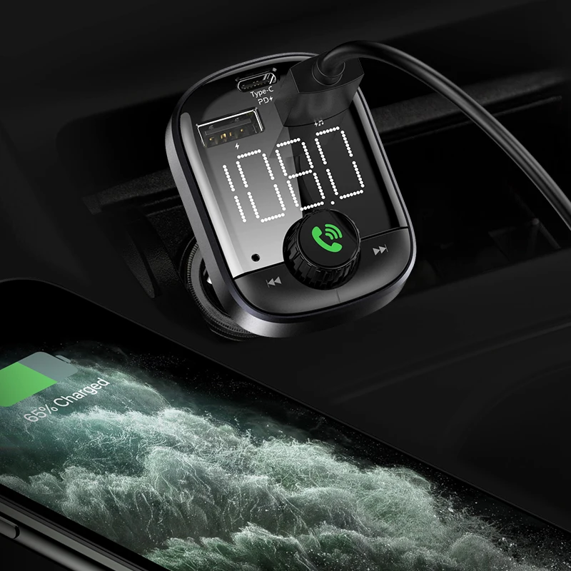 Автомобильное зарядное устройство PD 3 0 Fm-передатчик Bluetooth 2 USB-порта | Мобильные
