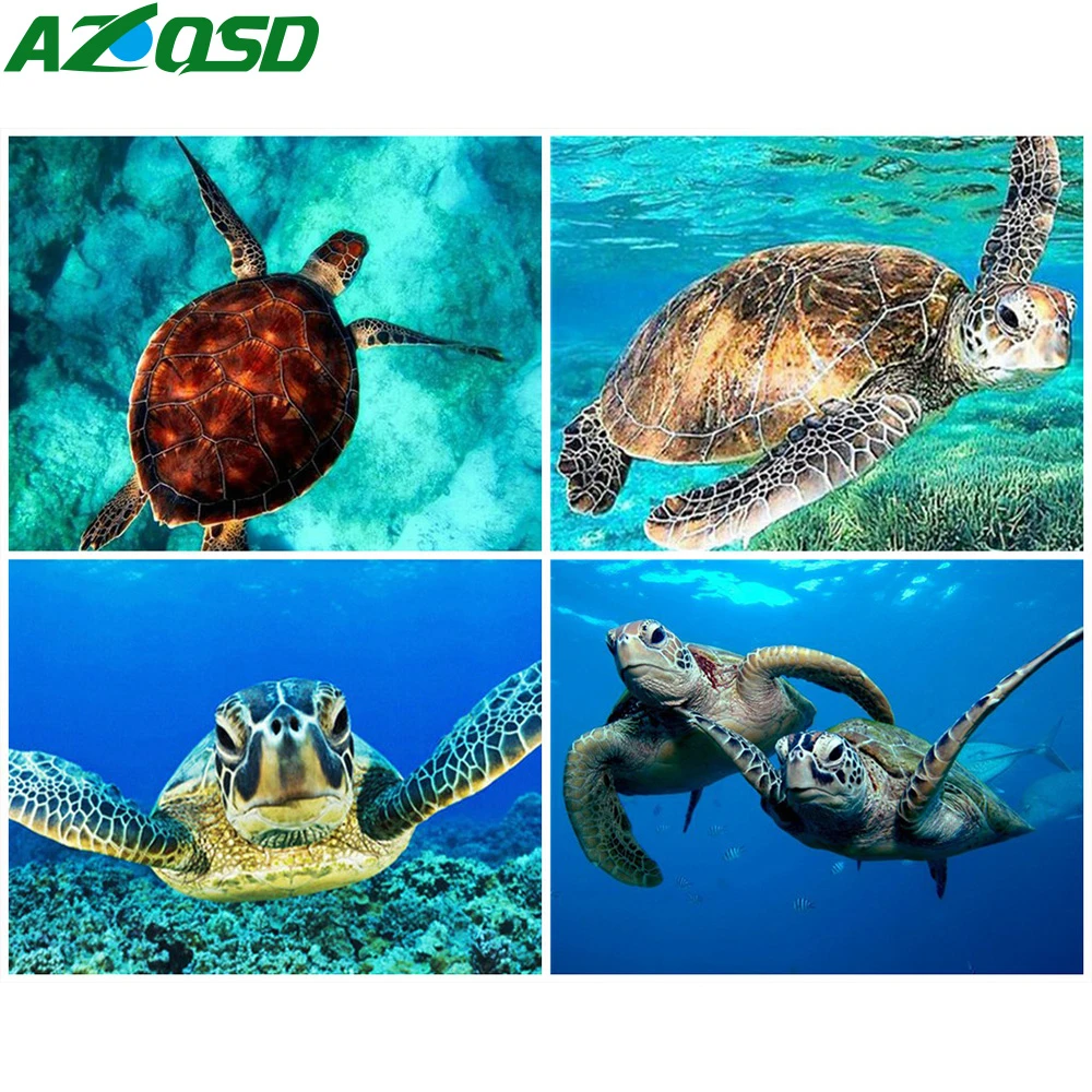 AZQSD Краски Раскраска по номерам черепаха холст ing Наборы сделай сам для дома