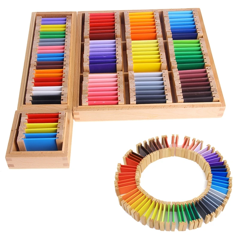Montessori Sensorial Material Learning Color Tablet Box 1/2/3 Wood Preschool Training Kids Toy Gift | Игрушки и хобби