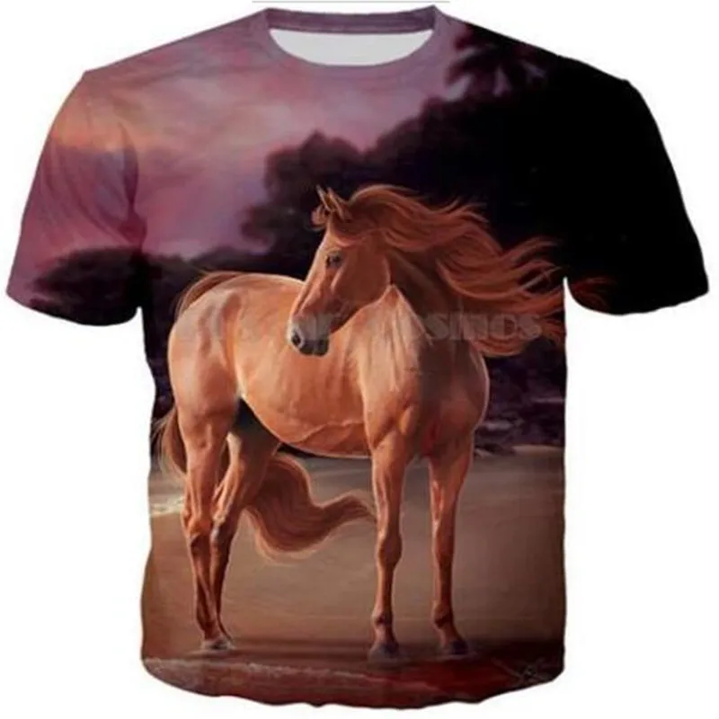 Sondirane New Fashion 3D Print Animal Horse T Shirts Women/Men Short Sleeve Tshirt Summer Funny Tee Shirt Breathable Tops 7XL | Мужская