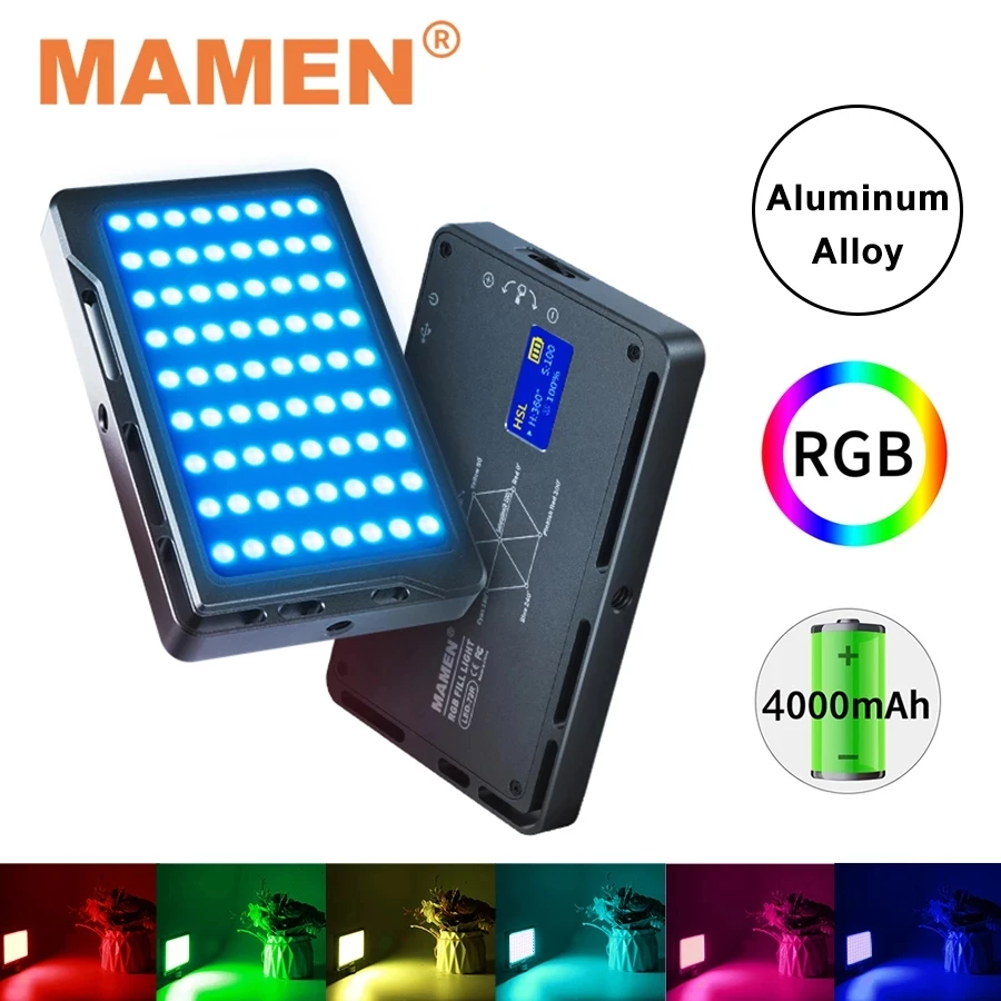 Полноцветный RGB светильник для видеосъемки MAMEN 1000K 9000K фотографический ing 4000 мАч CRI