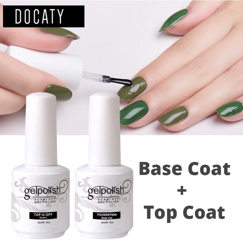 Docaty Glitter Base Top Coat 8ml Nail Art UV LED Lamp Gel Lacquer Transparent Soak Off Varnish Clear Seal Polish | Красота и здоровье