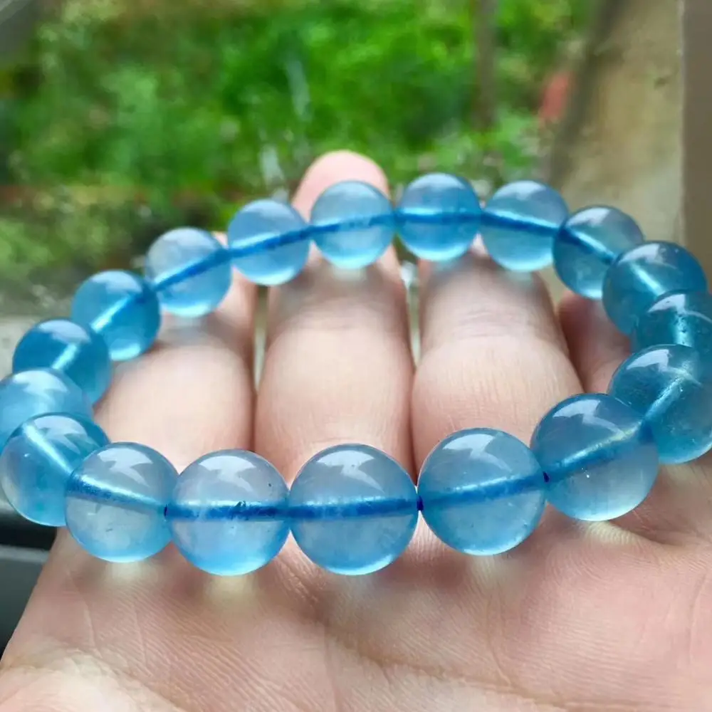 Высшее качество натуральный голубой лед Аквамариновый браслет для женщин и