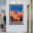 Ретро Винтаж Стиль плакат Paphos Кипр постеры с масляной живописью и печать на холсте стены искусства модульная фотографии домашний декор