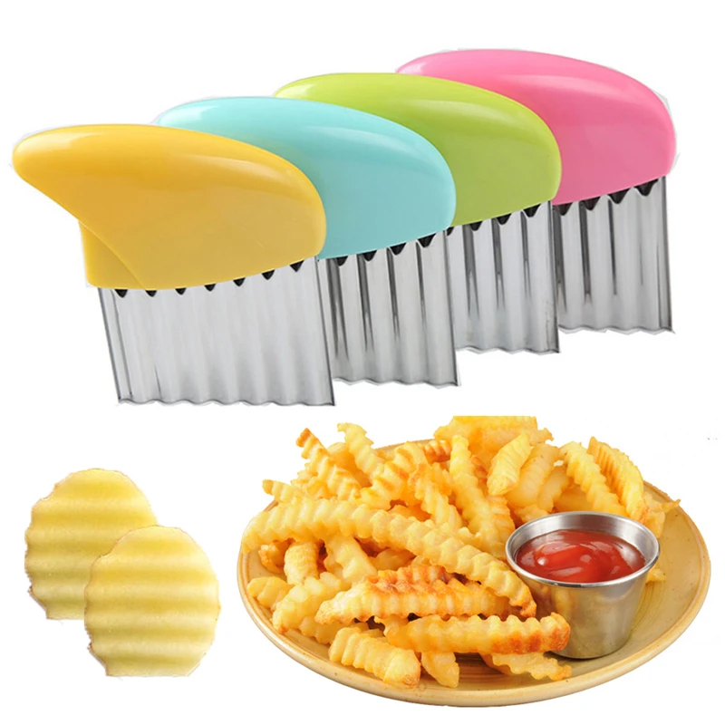 

Vegetable Potato Carrot Wavy Cutter Potato Chips Stainless Steel Corrugated Wave Knife Kitchen Wrinkled French Fries Tool
