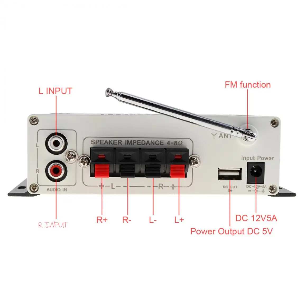 Автомобильный усилитель Φ 20W x 2 2CH Hi Fi Bluetooth автомобильный мощности аудио FM радио