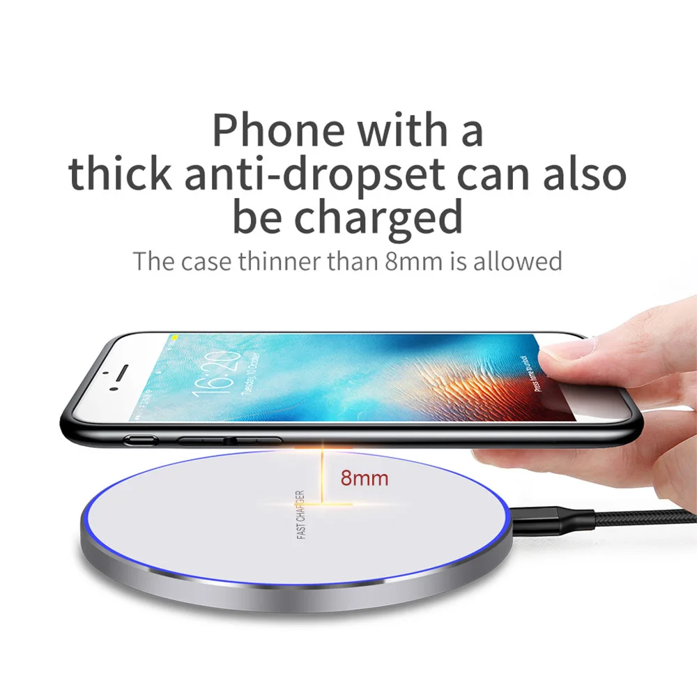 

15W Ultra-thin Aluminum Alloy Fast Wireless Charger for iPhone XS Max X 8 for Samsung S20 S10 for Xiaomi Mi 10 Qi Charging Pad