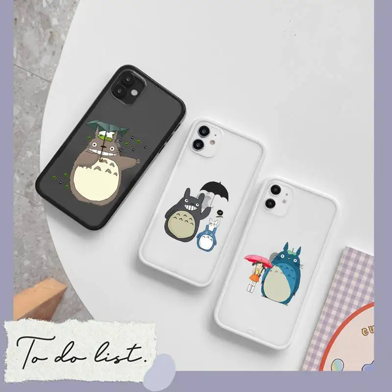 

Totoro Spirited Away Miyazaki Hayao Phone Case matte transparent For iphone 7 8 11 12 plus mini x xs xr pro max cover