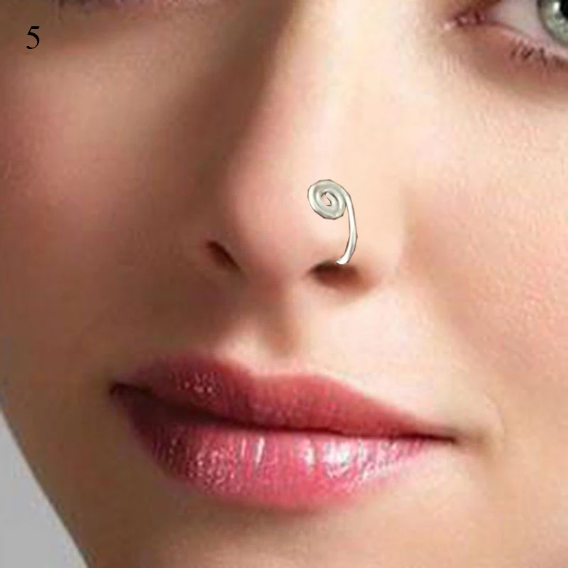 

1Pcs Copper Wire Spiral Fake Piercing Nose Ring 2021 Punk Gold Silver Color Clip Nose Nails Also Can Be Ear Clip Cuff Jewelry