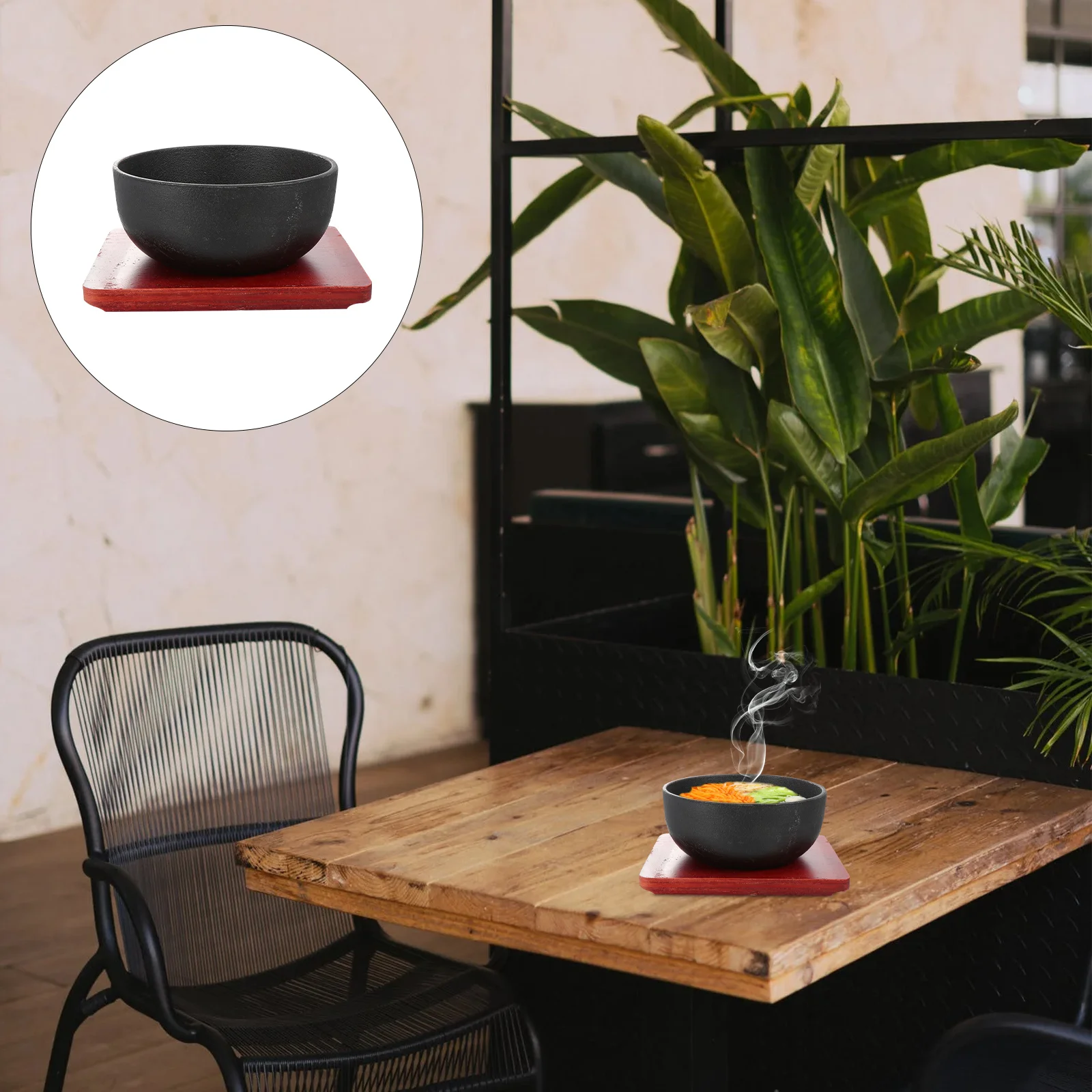 

1Pc Cast Iron Braised Chicken Earthenware Cooking Bowl Kitchenware (Black)