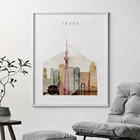 Плакат с изображением Токийского пейзажа, пейзаж с акварелью, городской пейзаж, постеры для домашнего декора, картина с изображением Вики