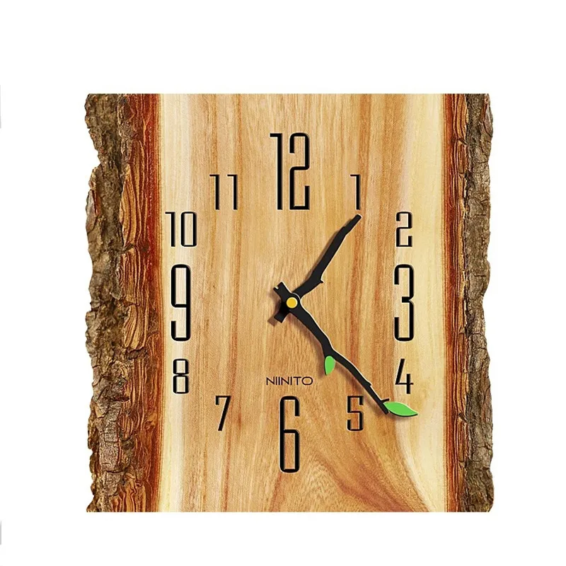 Nordic Creative Tree Pattern Wall Clock Simple Modern Design Wooden Clocks for Bedroom Wood Watch Home Decor Silent | Дом и сад