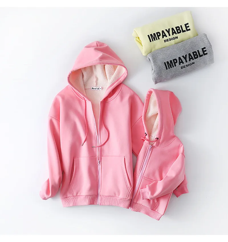 

Зимняя семейная одежда, комплект с толстовкой, свитшоты, теплая плотная флисовая одежда для девочек и мальчиков, костюмы, Детский комплект