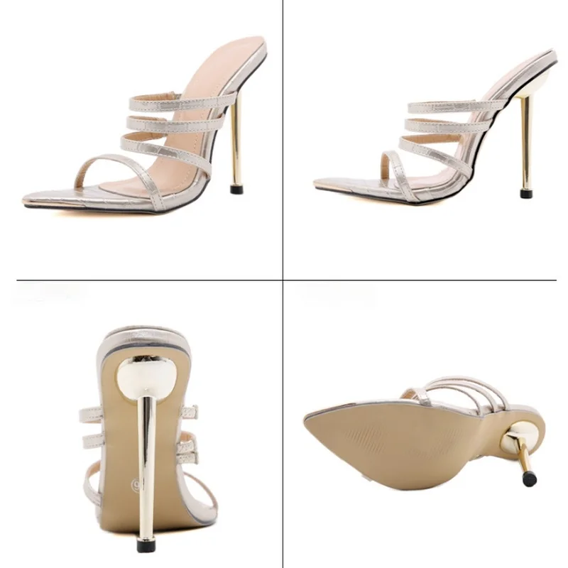 

Fashion high-heeled women shoes 2021 summer European American pointed rhinestone high-heeled Roman sandals shoes slippers women