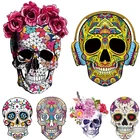 Термонаклейки с большим изображением черепа, термотрансферные индивидуальные нашивки, аппликация в стиле панк, нашивки для одежды, футболки