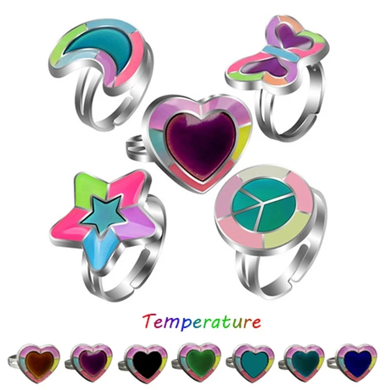 

FEEHOW 2021 New Female Models Color Changing Cute Animal Love Cross Opening Adjustable Temperature Luminous Metal Ring